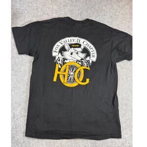 Vintage Harley Davidson T Shirt Mens L Black Fox Valley IL Chapter Cotton Y2K